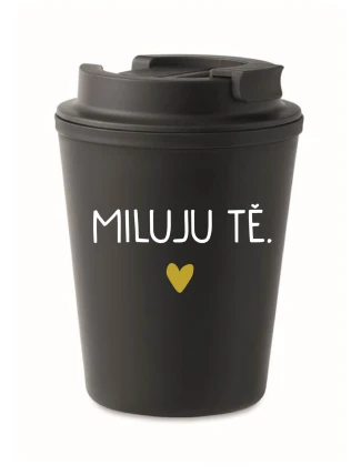 MILUJU TĚ. - černý termohrnek 300 ml MILUJU TĚ. - černý termohrnek 300 ml