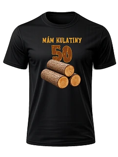 Pánské bavlněné tričko s potiskem - MÁM KULATINY 50 - černé 