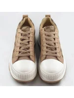 Tmavě béžové tenisky trampky s vyšší podrážkou (S067)
