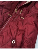 Pikowana kurtka damska z asymetrycznym dołem Goodlookin ciemny czerwony (B8592-27)