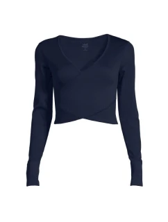 CASALL Bezešvé žebrované tričko s dlouhým rukávem core blue