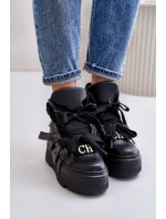 Kožené Dámské Sneakersy Na Masivní Platformě CheBello 4561 Černé