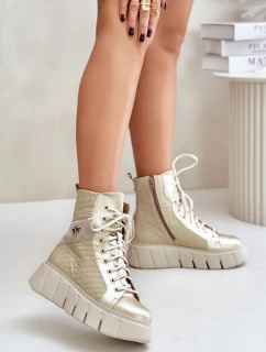 Kožené Boty Na Platformě Maciejka 06751-25 Zlaté