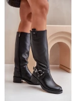 Zazoo 70141 Kožené Dámské Kolenovky Černé