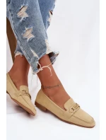 Dámské Mokasyny Loafersy s Ozdobným Prvkem Žluté Evelora