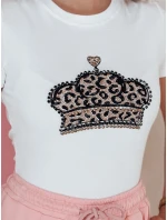 Dámské tričko s korunkou BLINGESSO bílé FashionStreet RY2878