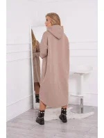 Zateplené šaty s kapucí tmavě béžové