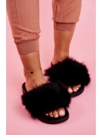 Dámské Nazouváky s kožešinou černé Belmondo