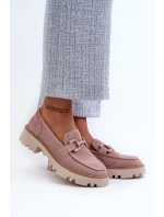 Dámské semišové mokasíny s ozdobou béžové D&A TW117 Béžové