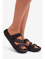 Pěnové dámské pantofle s pásky a sponou Big Star TT274A037 Černé