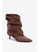 Nazouvací kotníkové boty typu Slouchy na podpatku Khaki Farren