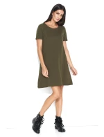 Dámské šaty na denní nošení ve volném střihu krátké khaki - Khaki - Makadamia Dámské šaty na denní nošení ve volném střihu krátké khaki - Khaki - Makadamia