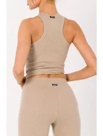 Žebrované pletené legíny M734  béžové - Moe