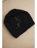 Dámská zimní čepice s vlnou volného střihu K442 černá