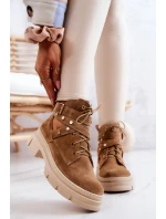 Semišove dámské kozačky s výřezy Camel Everly