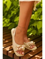 Dámské Sandály S Ozdobami S.Barski KV27-004 Béžové