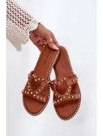 Zdobené Ploché Sandály Dámské Camel Adivrae