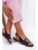 Dámské Sandály S Dekorativním Detailem Černé S.Barski KV51-081