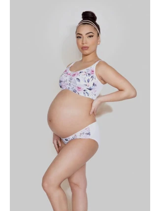 Dámská podprsenka kojící top Easy Bra MAMA basic bílá s květy  - Mitex