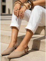 Dámské semišové baleríny s otevřeným podpatkem slingback béžové FashionStreet ZY1338