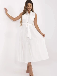 Elegantní dámské maxi šaty v krémové barvě (A5032)