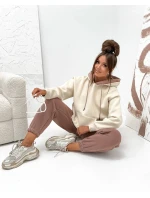 Hrubší dvoubarevná dámská tepláková souprava v barvě cappuccino (VE102) Hrubší dvoubarevná dámská tepláková souprava v barvě cappuccino (VE102)
