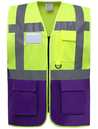 Yoko HVW 801 Hi-Vis multifunkční vesta 79.W801 hi vis yellow/purple Yoko HVW 801 Hi-Vis multifunkční vesta 79.W801 hi vis yellow/purple