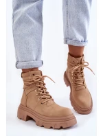 Kožené teplé šněrovací boty Béžové Merisha
