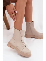 Zateplené boty worker pro ženy na zip z eko kůže světle béžové Mailyra Zateplené boty worker pro ženy na zip z eko kůže světle béžové Mailyra