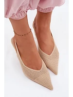 Dámské sandály z síťoviny na podpatku Béžové Emiliana