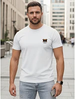 Pánské bavlněné tričko s potiskem buldočka bílé FashionStreet NX0125R Pánské bavlněné tričko s potiskem buldočka bílé FashionStreet NX0125R