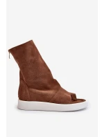 Hnědé Dámské Sandály Zamszové Svrchní Částí Zazoo 3441