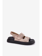 Semišové dámské sandály s přezkami Big Star RR274663 světle růžové