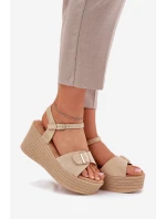 Dámské Sandály Na Klínu S Přezkou Khaki Liniella