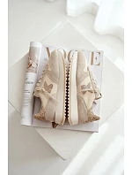 Kožené Semišové Dámské Tenisky Na Platformě Kobbo 100103 Béžové