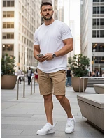 Pánské džínové šortky s lemem béžové FashionStreet SX2581