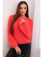 Svetr dámský z mohairu s bufáčovými rukávy malinová