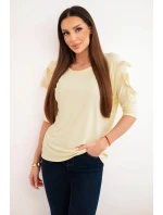 Dámská viskózová blůza se ozdobnými stuhami žlutá