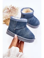 Dětské sněhule s brokátem Modré Sulinne