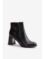 Hladké dámské boty na podpatku z eko kůže zateplené černé Milisea Hladké dámské boty na podpatku z eko kůže zateplené černé Milisea