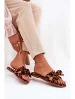 Ploché Dámské Pantofle S Mašlí Leopardí Hnědé Tobin Ploché Dámské Pantofle S Mašlí Leopardí Hnědé Tobin