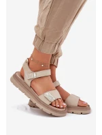 Dámské Kožené Sandály Na Platformě Béžové Zazoo 40443