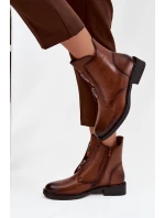 Dámské boty s izolací na nízkém podpatku s ozdobami hnědé Tavressa