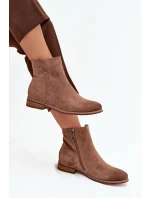 Dámské kotníkové boty na ploché podrážce Vinceza 39961 světle hnědé
