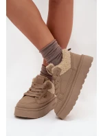 Dámské zateplené sportovní boty na platformě SS274105 Béžová - Big Star