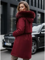 Dámská zimní bunda parka s kožešinou vínová FashionStreet TY5114