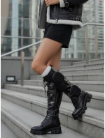 Dámské traperské boty černé FashionStreet ZY1326 Dámské traperské boty černé FashionStreet ZY1326