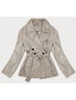 Krátký trenčkot z ekologické kůže J Style v teplé béžové barvě (11Z8102) Krátký trenčkot z ekologické kůže J Style v teplé béžové barvě (11Z8102)