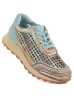 Dámské ažurové modrobéžové polobotky Artiker 58C1289