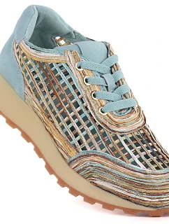 Dámské ažurové modrobéžové polobotky Artiker 58C1289